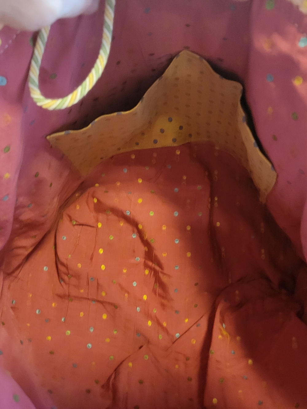 Mackenzie-Childs Multicolor Patterned Tote Bag - Pink/Orange Accents - Picture 6 of 7